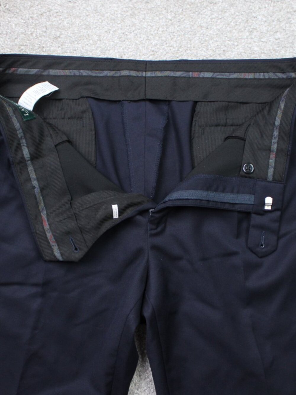 LAUREN Ralph Lauren Pants Mens 34x30 Blue Natural Stretch 100% Wool Pleated - Picture 9 of 11